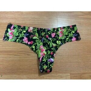 Victorias Secret No Show Thong Panty  Floral Roses Print Small  New